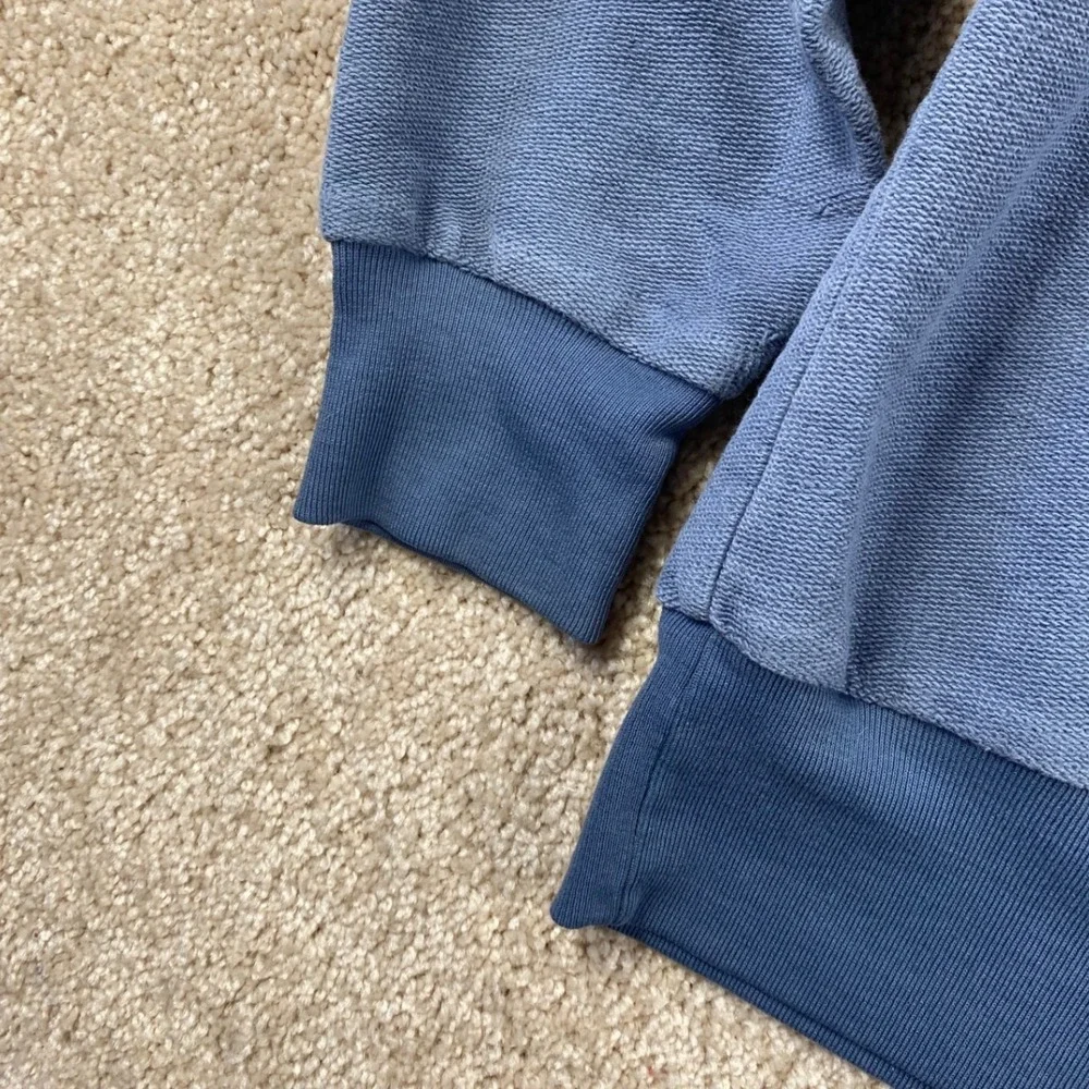 Vintage 90s Nike Raglan Sweatshirt Blue Embroidered Logo Mens Large Distressed